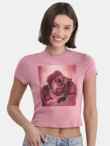 No Boundaries Ribbed Graphic Baby Tee Women s