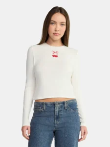No Boundaries Ribbed Graphic Baby Tee Women s