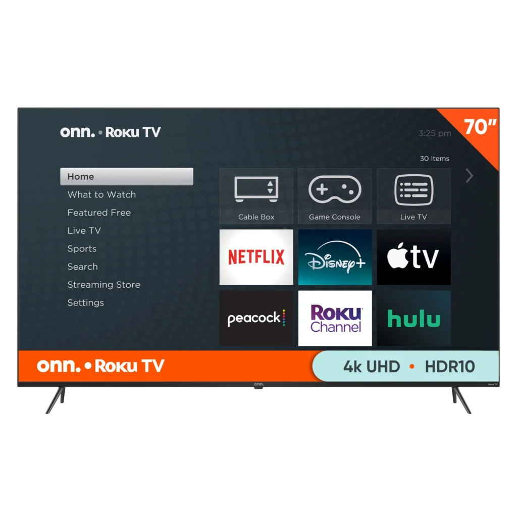 onn 75 Class 4K UHD LED Roku Smart TV – Immersive Entertainment — close-up detail of design and finish
