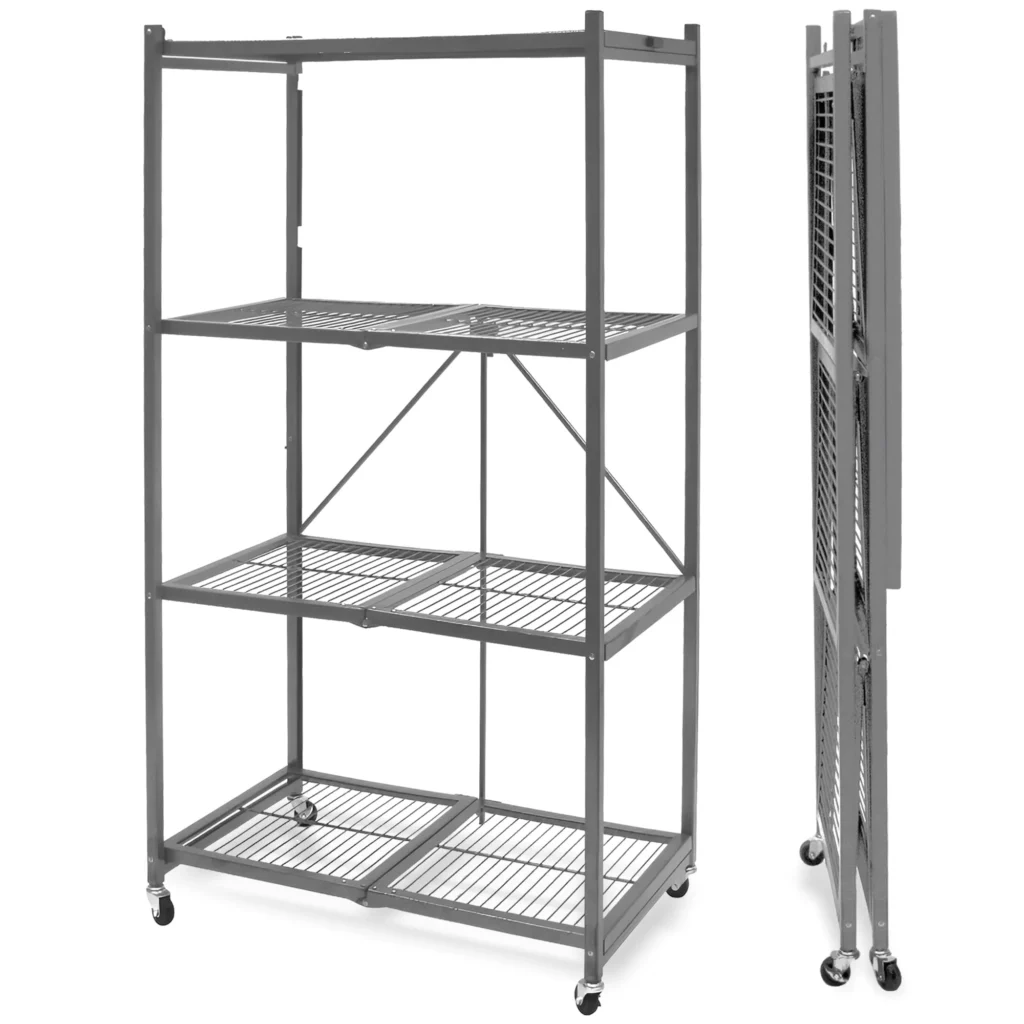 Origami 4 Shelf R5 Series Storage Rack with Wheels Gray — close-up detail of design and finish