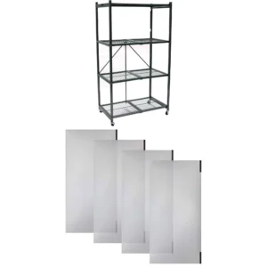 Origami 4 Shelf R5 Series Storage Rack with Wheels Gray