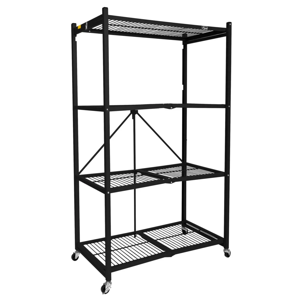 Origami 4 Shelf R5 Series Storage Rack with Wheels Gray — alternate angle showing full product