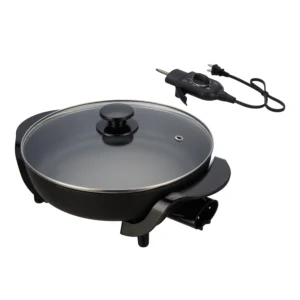 OVENTE Electric Skillet and Frying Pan 12 Round Cooker with Nonstick Coating Black SK11112B