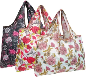 Packed Party Oversize Tote in Multi Floral Print with Green Trim