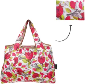 Packed Party Oversize Tote in Multi Floral Print with Green Trim