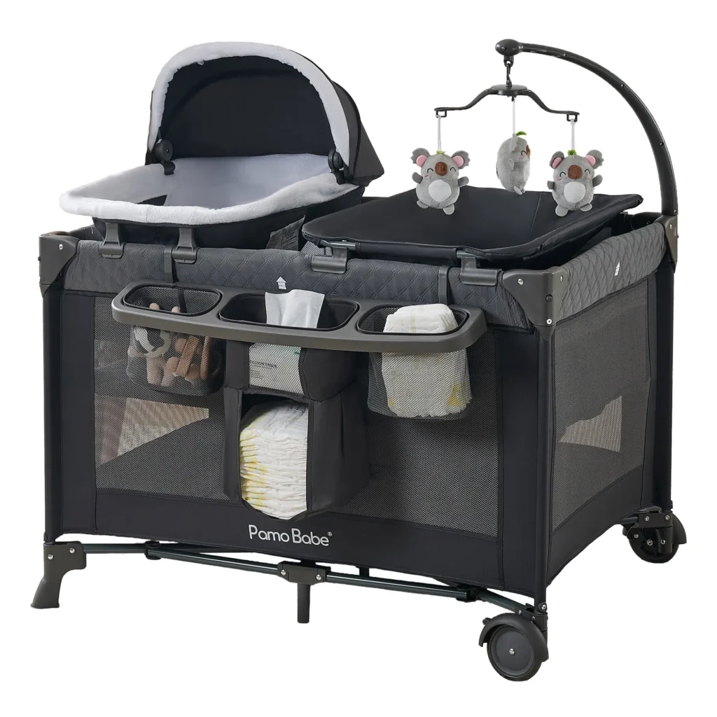 Pamo Babe All-in-One Nursery Playard – Bassinet & Changer for Infants β close-up detail of design and finish