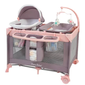 Pamo Babe Unisex Nursery Center Playard with Bassinet Changing Table Grey