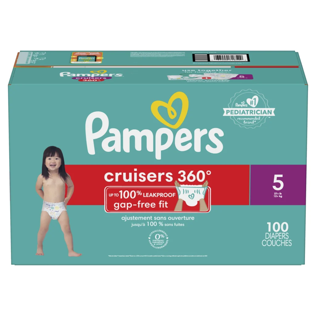 Pampers Cruisers 360 Diapers Size 5 – Flexible Fit & Leak Protection β alternate angle showing full product