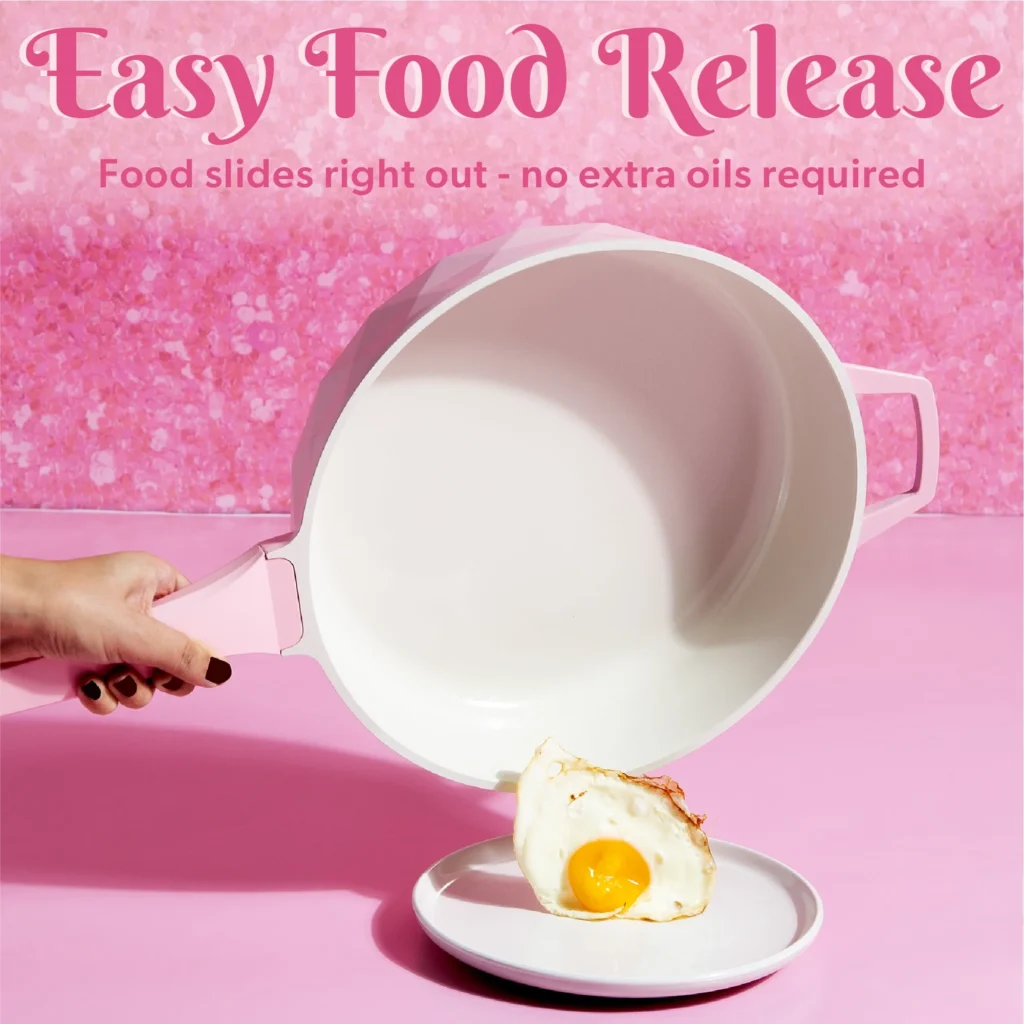 Paris Hilton Jumbo Electric Skillet – Stylish Pink Finish — close-up detail of design and finish