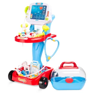 PayUSD Doctor Kit Kids Doctor Set Pretend Play Medical Kit Station Set Girls Boys Dr Playset Role Play Mobile Cart Trolley Toddler Toys Christmas Gif