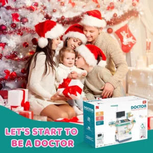 PayUSD Doctor Kit Kids Doctor Set Pretend Play Medical Kit Station Set Girls Boys Dr Playset Role Play Mobile Cart Trolley Toddler Toys Christmas Gif