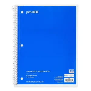 Pen Gear 1 Subject Notebook College Ruled Blue 70 Sheets