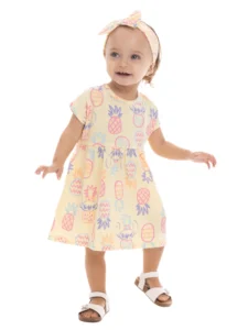 Peppa Pig Baby Girl s Allover Print Dress with Short Sleeves and Matching Diaper Cover Sizes 0 3M 6 9M