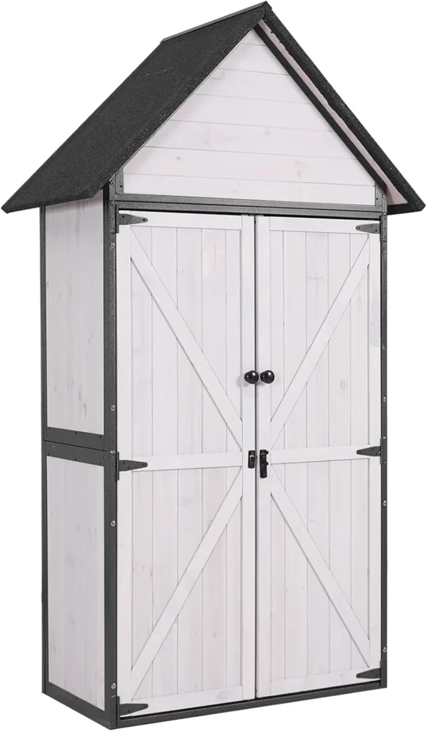 PETSCOSSET Outdoor Storage Shed Garden Storage Cabinet — alternate angle showing full product
