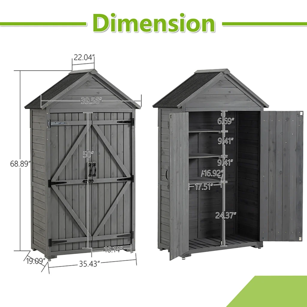 PETSCOSSET Outdoor Storage Shed Garden Storage Cabinet — close-up detail of design and finish