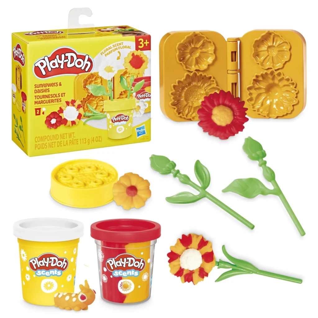Play-Doh Blooming Flowers Arts & Crafts Toy Set – Creative Fun for Kids — alternate angle showing full product