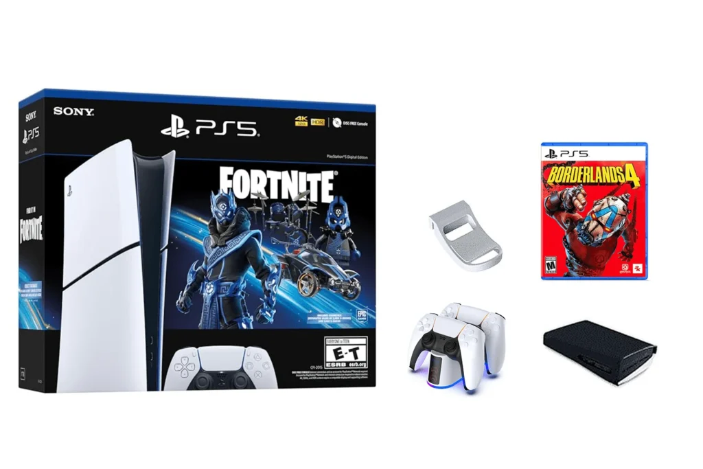 PlayStation PS5 Digital Console – Fortnite Cobalt Star Bundle — close-up detail of design and finish