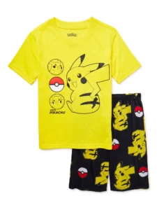 Pokemon Boys 2 Piece Short Sleeve Top and Pant Pajama Set Sizes 4 12