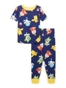 Pokemon Boys 2 Piece Short Sleeve Top and Pant Pajama Set Sizes 4 12