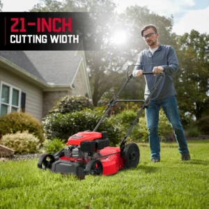 PowerSmart 21 144cc Gas Push Lawn Mower 3 in 1 with 6 Position Height Adjustment