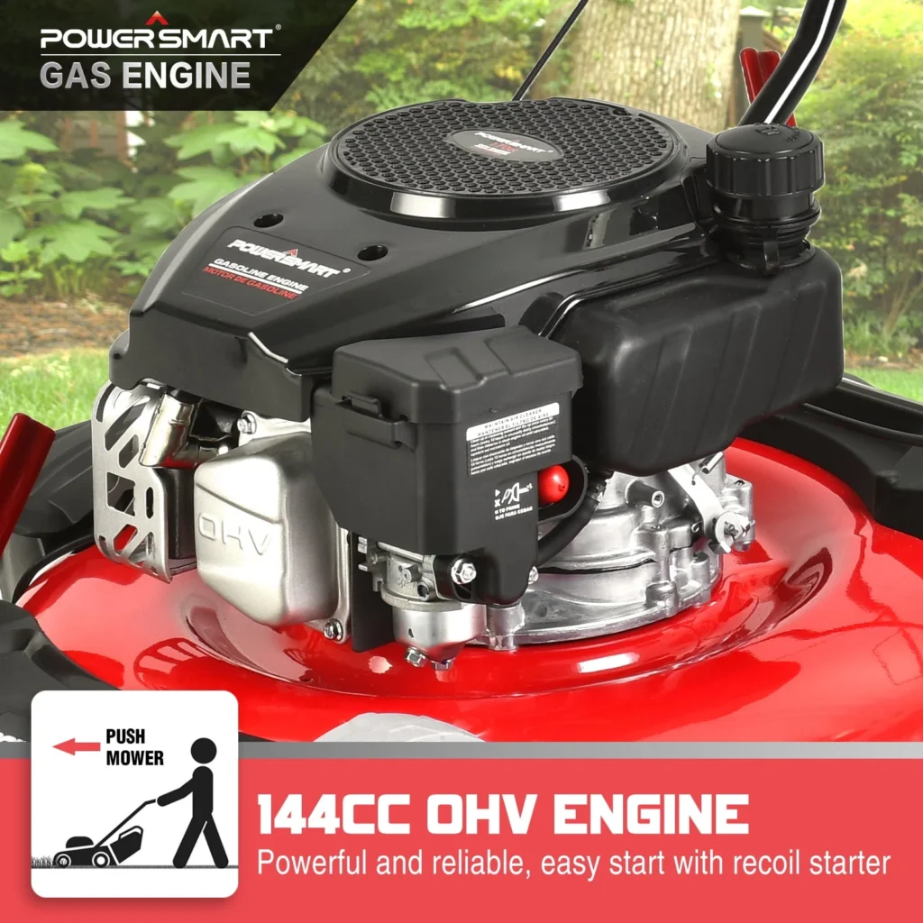 PowerSmart 21-inch 144cc Gas Push Lawn Mower – 3-in-1 Versatility β alternate angle showing full product