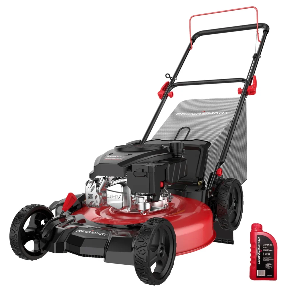PowerSmart Gas Push Lawn Mower Powered 21 inch 3 in 1 with 144cc Engine 6 Position Height Adjustment