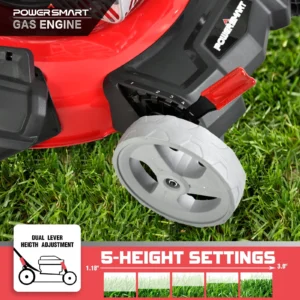 PowerSmart Gas Push Lawn Mower Powered 21 inch 3 in 1 with 144cc Engine 6 Position Height Adjustment