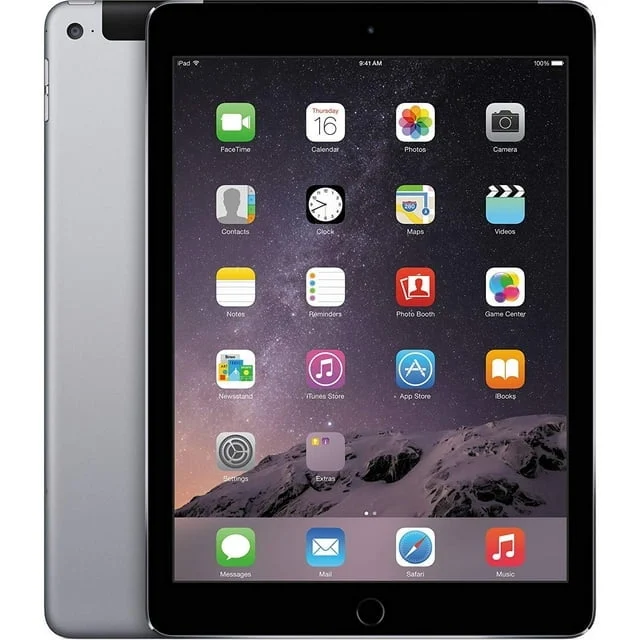 Apple iPad Air 2 9.7″ Refurbished Tablet – 16GB Wi-Fi Space Gray — close-up detail of design and finish