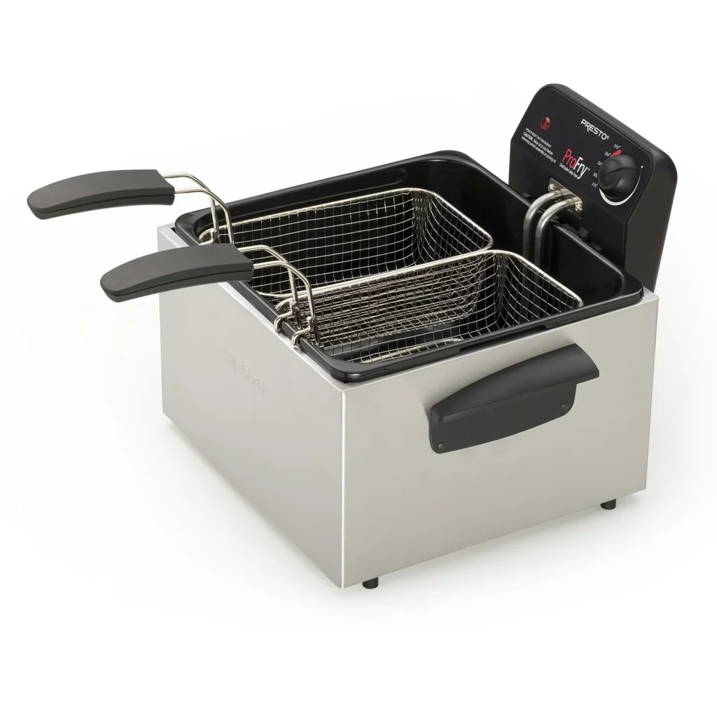 Presto 5 Qt Dual Basket Pro Fry Immersion Element Black Deep Fryer 05489