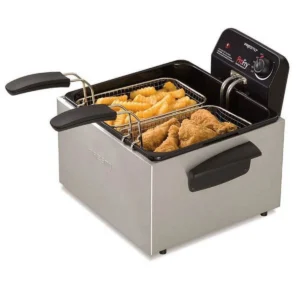 Presto 5 Qt Dual Basket Pro Fry Immersion Element Black Deep Fryer 05489