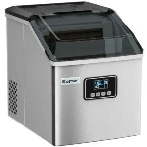 Qunler Nugget Ice Maker Countertop 44lbs Per Day Chewable Pebble Nugget Ice Machine Touch Screen Home Kitchen Office Stainless Steel Black