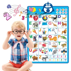 Richgv Upgraded Electronic Alphabet Poster Toddler Toys Interactive Toys Alphabet Wall Chart ABC Chart Toddlers Montessori Learning Toys 1 2 3 4 Year
