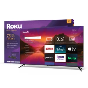 Roku 75 Inch Plus Series 4K QLED Smart Roku TV Roku Voice Remote Pro Dolby Vision Striking 4K Resolution Automatic Brightness Seamless Streaming