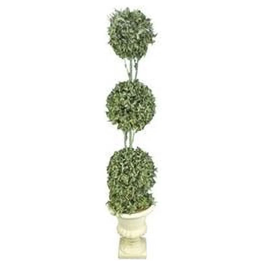 ROMSWI 3FT Artificial Triple Ball Boxwood Topiary Tree 2 Pack UV Resistant Faux Topiary Plant for All Season Home Office Porch Entryway Decor — alternate angle showing full product