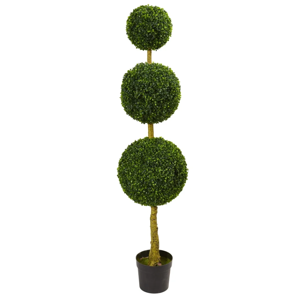 ROMSWI 3FT Artificial Triple Ball Boxwood Topiary Tree 2 Pack UV Resistant Faux Topiary Plant for All Season Home Office Porch Entryway Decor