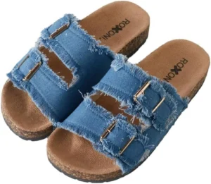 Roxoni Non-Slip Women’s Slides – Durable Medium Blue Sandal