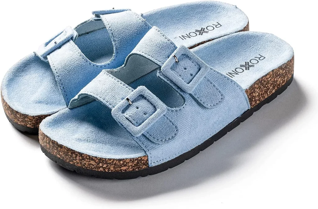 Roxoni Non-Slip Women’s Slides – Durable Medium Blue Sandal β close-up detail of design and finish