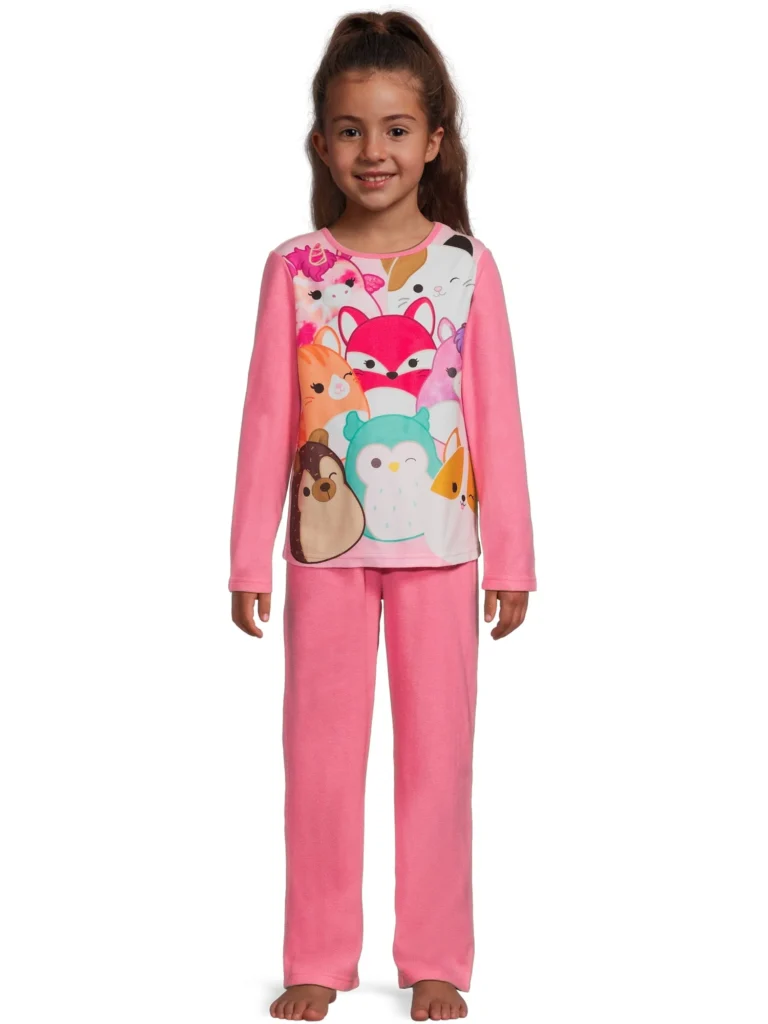 Rudolph Girls Notch Collar Pajama Set – Soft 2-Piece Sleepwear — alternate angle showing full product