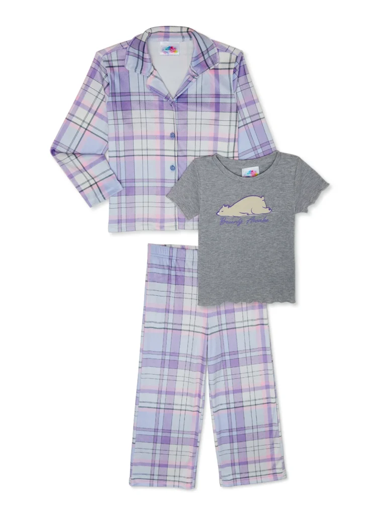 Rudolph Girls Notch Collar Pajama Set – Soft 2-Piece Sleepwear — close-up detail of design and finish