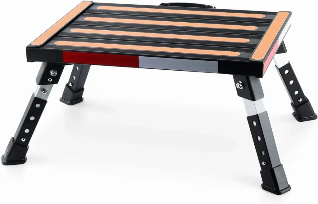 RV Folding Step Stool 19×12 Platform – 1000 lbs Anti-Slip Support — alternate angle showing full product