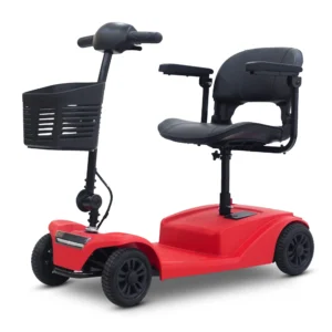 SACVON Foldable 4 Wheels Mobility Scooter for Seniors Aluminum Structure Lithium battery Suitable for travel 300 lbs Red