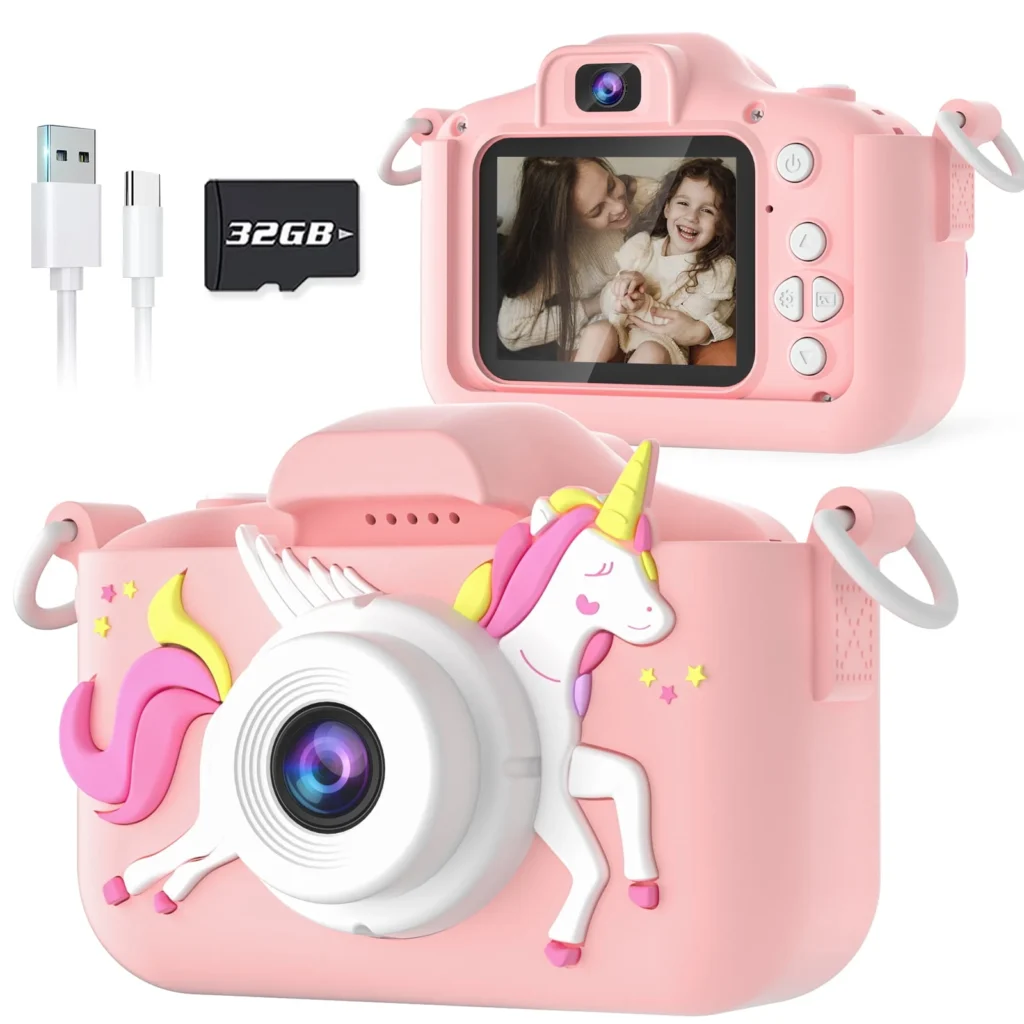 Seckton Upgraded Kids Digital Camera with Silicone Cover – Purple — close-up detail of design and finish