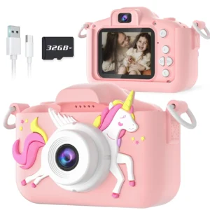 Seckton Upgrade Kids Camera with Cute Silicone Cover Toy Cameras for Girls Age 3 10 Christmas Birthday Gifts Purple