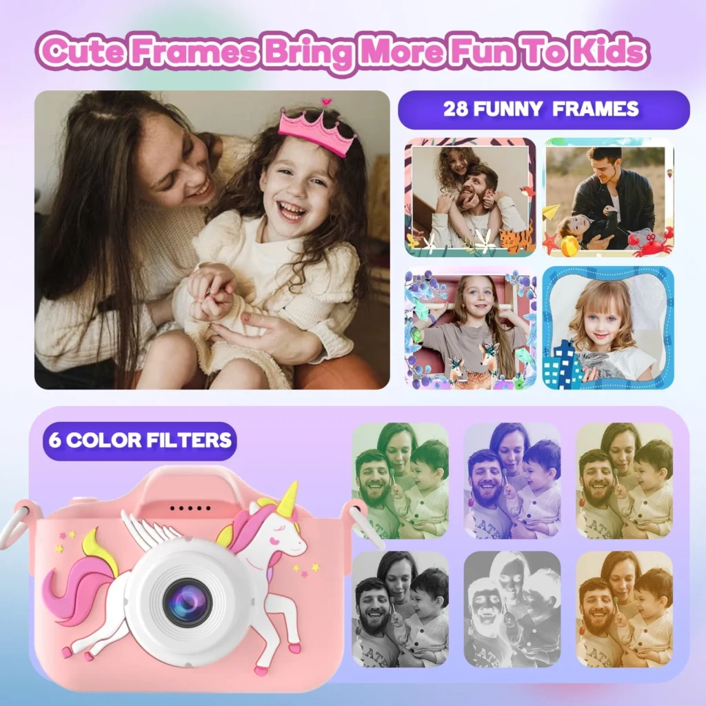 Seckton Upgraded Kids Digital Camera with Silicone Cover – Purple — alternate angle showing full product