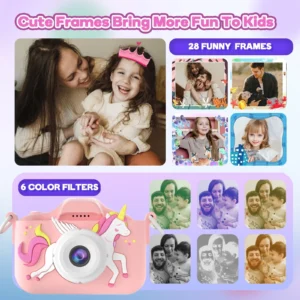 Seckton Upgrade Kids Camera with Cute Silicone Cover Toy Cameras for Girls Age 3 10 Christmas Birthday Gifts Purple