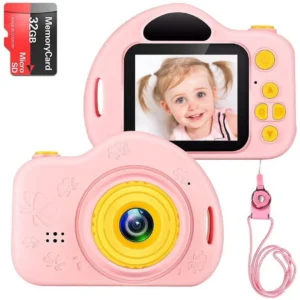 Seckton Upgrade Kids Camera with Cute Silicone Cover Toy Cameras for Girls Age 3 10 Christmas Birthday Gifts Purple