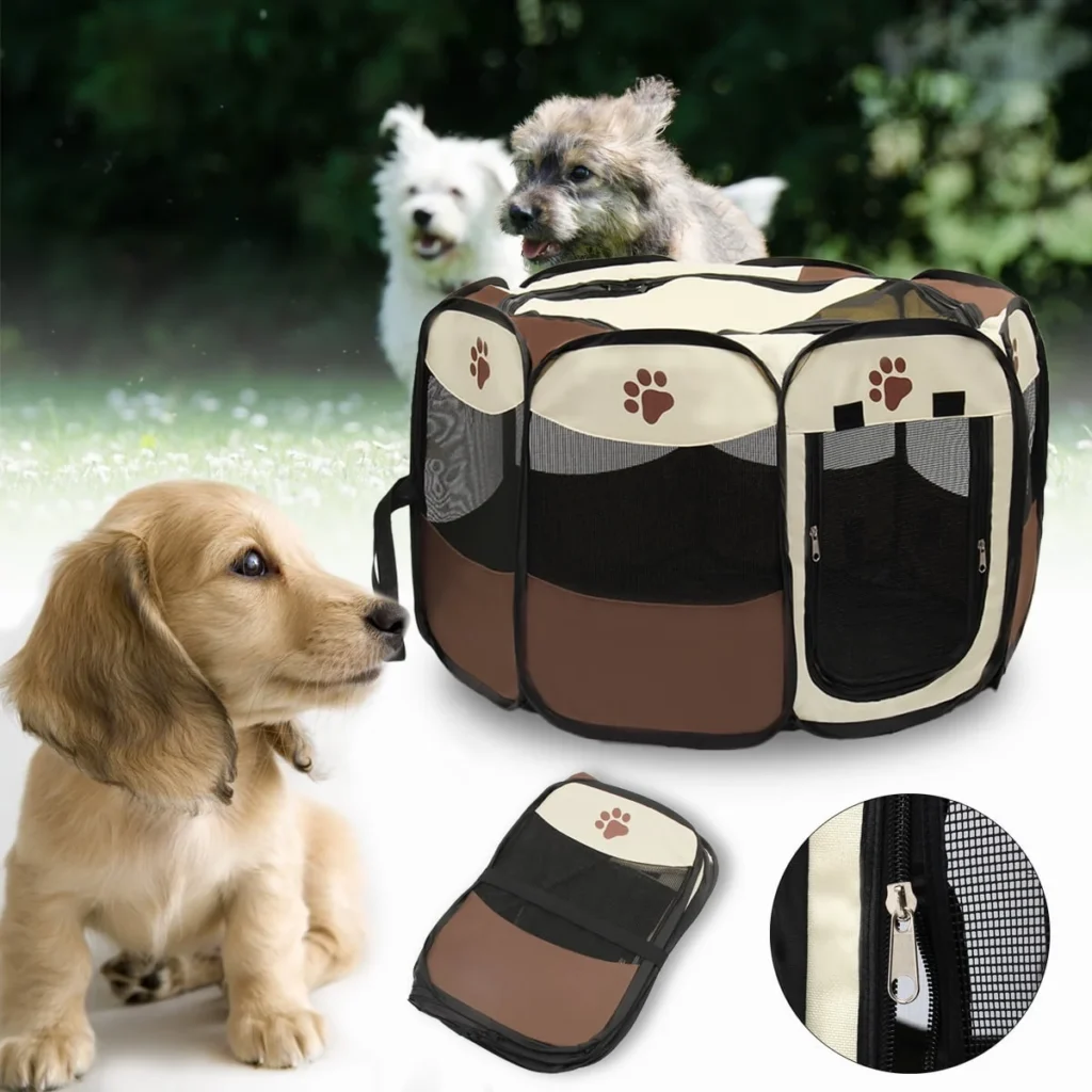 SereneLife 8 Panel Exercise Large Portable Foldable Pet Tent