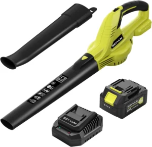 SEYVUM Leaf Blower 320CFM 150MPH 20V Cordless 2 X 2 0 Battery Charger Electric Lawn Care Powered Lightweight Snow Blowing Yard Cleaning