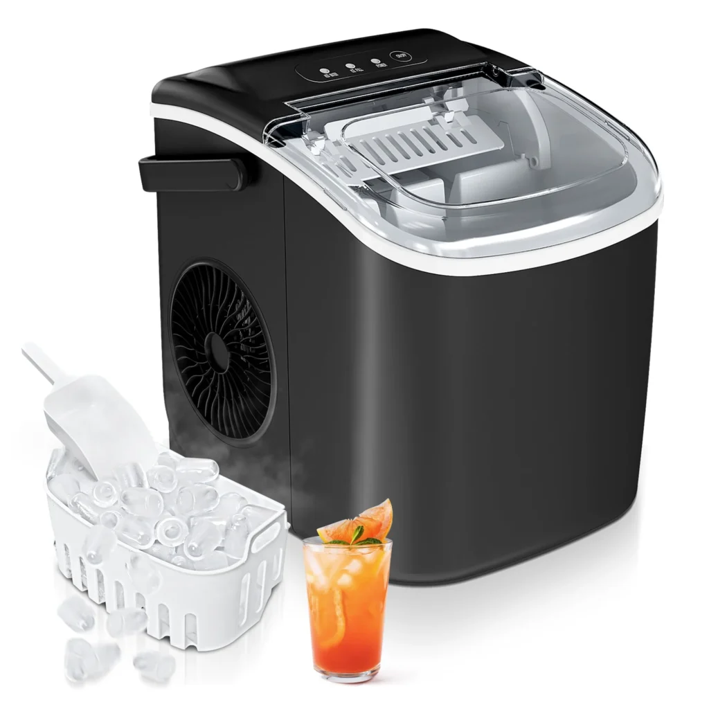 Simzlife Portable Countertop Ice Maker – Fast Bullet Ice & Self-Cleaning β close-up detail of design and finish
