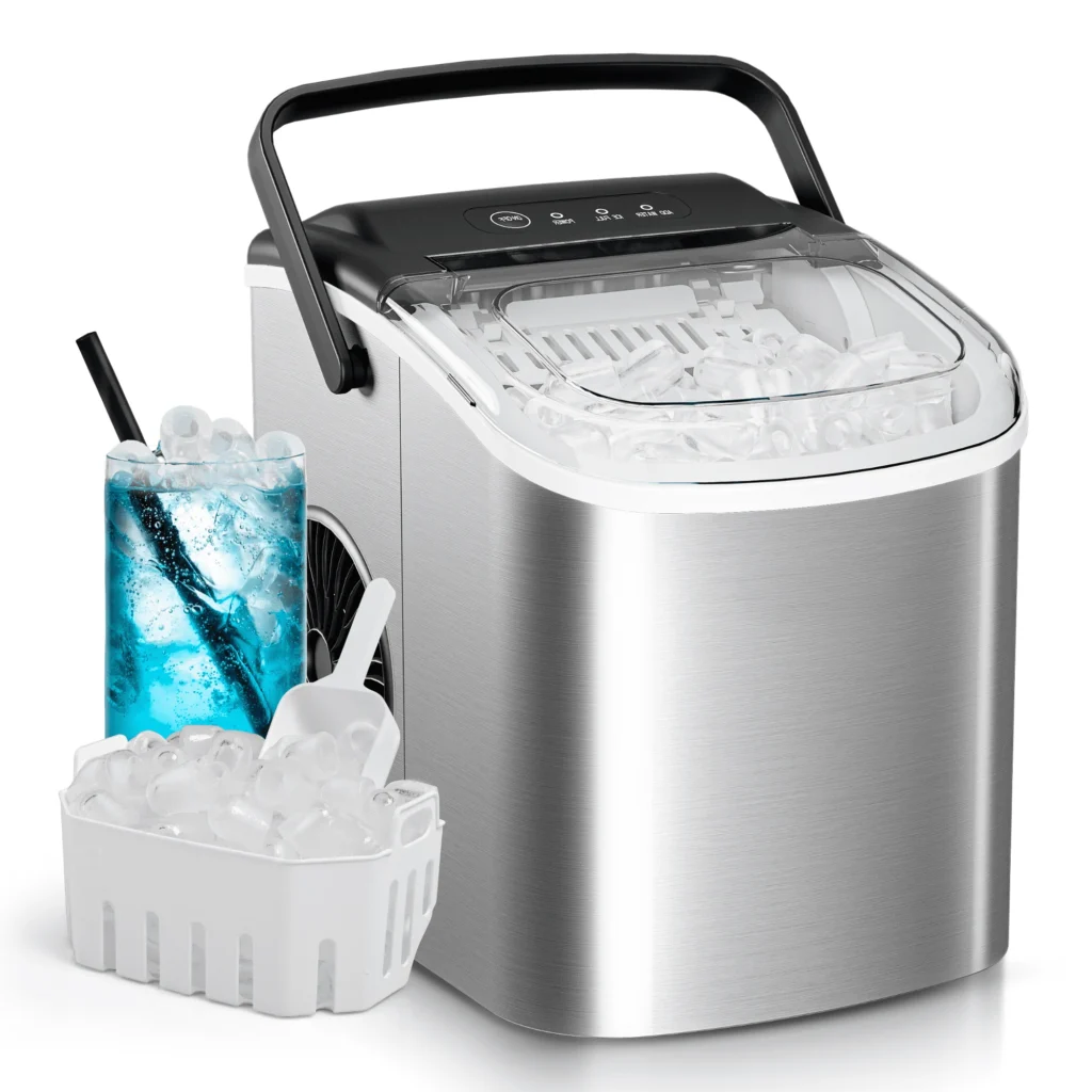 Simzlife Portable Countertop Ice Maker – Fast Bullet Ice & Self-Cleaning β alternate angle showing full product